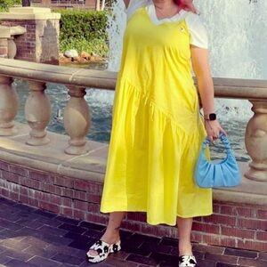 Wray yellow cotton asymmetrical maxi dress medium